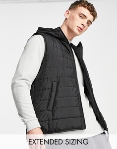 Черный легкий дутый жилет с капюшоном ASOS DESIGN-Черный цвет