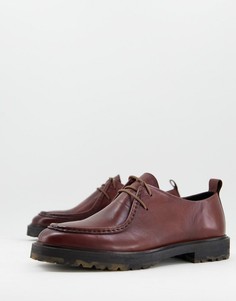 Светло-коричневые кожаные ботинки с камуфляжным принтом на подошве и вставкой спереди Walk London James-Коричневый цвет