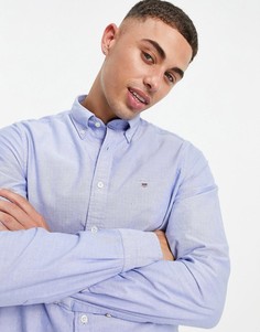 Голубая узкая оксфордская рубашка на пуговицах с логотипом GANT-Голубой