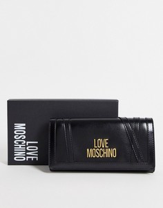 Черный большой кошелек с логотипом Love Moschino-Черный цвет