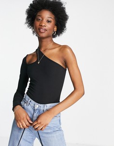 Черное боди на одно плечо с вырезом New Look-Черный цвет