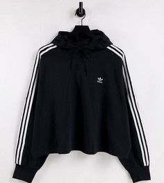 Черный укороченный худи adidas Plus-Черный цвет