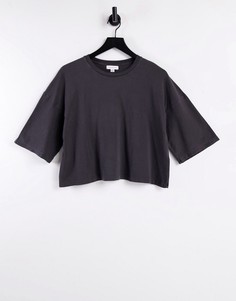 Свободная футболка темно-серого цвета с короткими рукавами Topshop-Серый