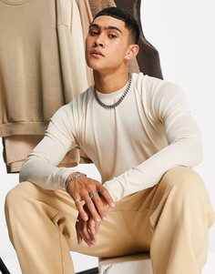 Бежевый облегающий лонгслив в рубчик с рукавами реглан ASOS DESIGN-Светло-бежевый цвет