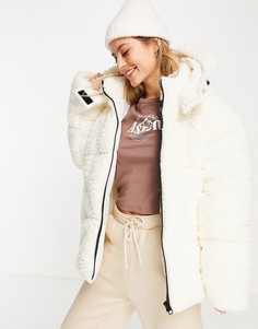 Кремовое oversized-пальто из искусственного меха ASOS DESIGN-Белый