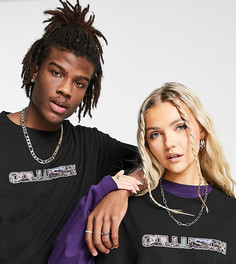 Черная футболка из пике с принтом COLLUSION Unisex-Черный цвет