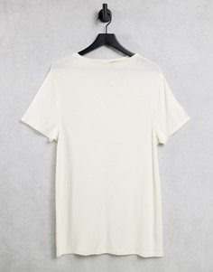 Кремовая свободная футболка с начесом ASOS DESIGNК-Белый