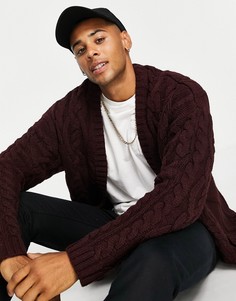 Плотный вязаный кардиган бордового цвета ASOS DESIGN-Красный