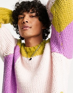 Джемпер в стиле колор блок с эффектом ручной работы ASOS DESIGN-Разноцветный