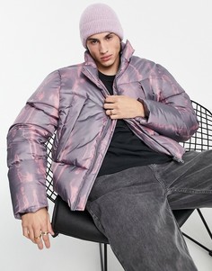 Пуховик фиолетового цвета с принтом тай-дай ASOS DESIGN-Фиолетовый цвет