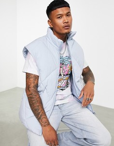 Голубой утепленный жилет в стиле oversized со стеганым ромбовидным узором ASOS DESIGN
