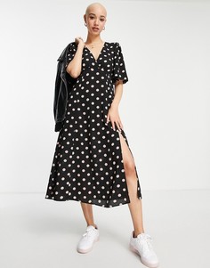 Платье миди с рукавами-кимоно в крупный горошек телесного цвета ASOS DESIGN-Разноцветный