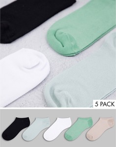 Набор из 5 пар носков из вафельного трикотажа нейтральных тонов ASOS DESIGN-Разноцветный