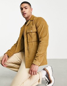 Вельветовая рубашка навыпуск с отложным воротником ASOS DESIGN-Коричневый цвет