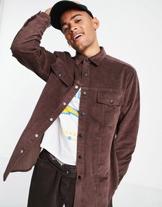 Коричневая вельветовая oversized-рубашка c отделкой в стиле вестерн ASOS DESIGN-Коричневый цвет
