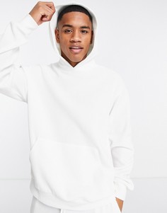 Oversized-худи цвета экрю в рубчик Topman-Белый