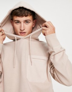 Светло-бежевый oversized-худи с карманом карго от комплекта Topman-Светло-бежевый цвет