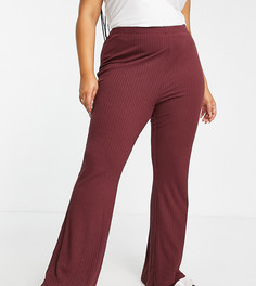 Темно-бордовые расклешенные брюки в рубчик ASOS DESIGN Curve-Красный