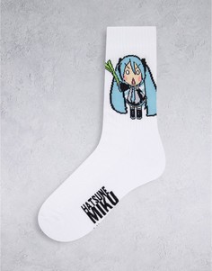 Белые спортивные носки ASOS DESIGN Hatsune Miku-Белый