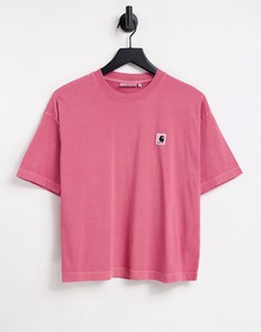 Розовая свободная футболка с логотипом на груди Carhartt WIP-Розовый цвет