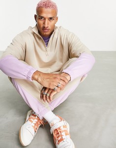 Спортивный костюм в стиле oversized с дизайном колор блок ASOS DESIGN-Светло-бежевый цвет