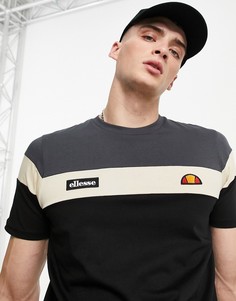 Футболка в стиле колор блок черного цвета с темно-серым ellesse – эксклюзивно для ASOS-Черный цвет