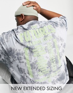Oversized-футболка с эффектом тай-дай и принтом группы на спине и груди ASOS DESIGN-Голубой