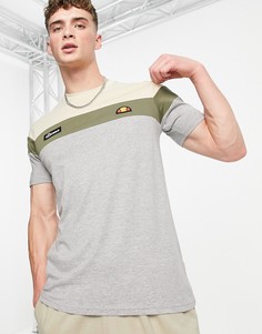 Футболка в стиле колор блок цвета экрю с серым ellesse – эксклюзивно для ASOS-Серый