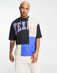 Oversized-футболка в стиле колор блок с текстовым принтом "Texas" ASOS DESIGN-Разноцветный