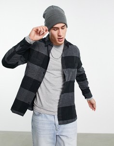 Темно-серая рубашка в клетку Bershka-Серый
