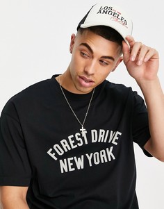 Черная футболка с надписью "Forest drive" River Island-Черный цвет