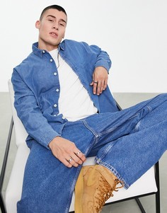 Джинсовая oversized-рубашка в стиле 90-х винтажного выбеленного оттенка ASOS DESIGN-Голубой