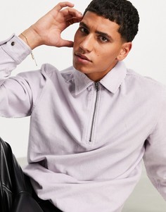 Сиреневая вельветовая рубашка без застежки в стиле регби ASOS DESIGN-Фиолетовый цвет