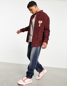 Фиолетовая вельветовая рубашка в стиле oversized 90-х с вышивкой города на груди ASOS DESIGN-Фиолетовый цвет