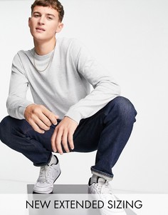 Светло-серый меланжевый джемпер из хлопка и трикотажа ASOS DESIGN