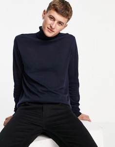 Темно-синяя водолазка из хлопкового трикотажа ASOS DESIGN-Темно-синий