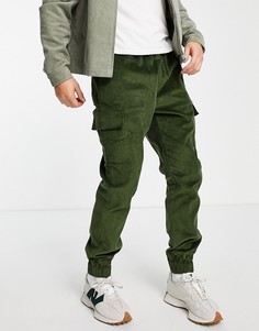 Суженные вельветовые брюки карго цвета хаки ASOS DESIGN-Зеленый цвет