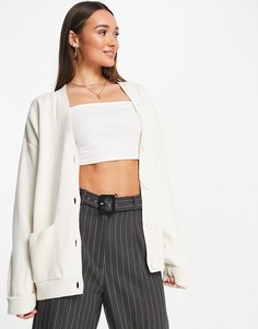 Вязаный свитшот-кардиган кремового цвета в стиле oversized Topshop-Белый