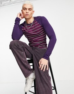 Фиолетовый лонгслив в тонкую полоску ASOS DESIGN-Фиолетовый цвет