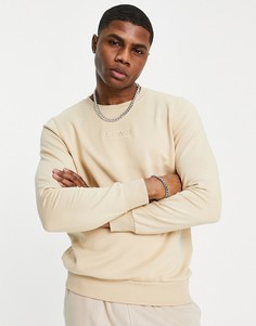 Бежевый свитшот с вышитым логотипом Puma – эксклюзивно для ASOS-Светло-бежевый цвет