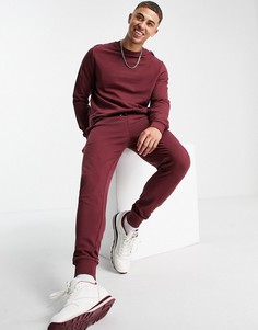 Красный легкий спортивный костюм зауженного кроя из смесового хлопка ASOS DESIGN