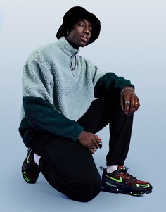 Плюшевый oversized-свитшот зеленого цвета с вставками в стиле колор-блок ASOS DESIGN-Зеленый цвет
