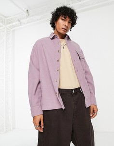 Рубашка свободного кроя приглушенного сиреневого цвета в стиле oversized с добавлением шерсти ASOS DESIGN-Фиолетовый цвет