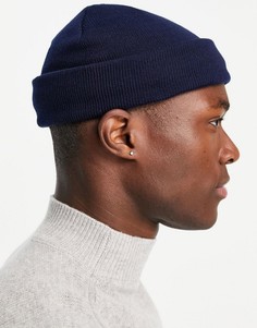 Темно-синяя шапка-бини ASOS DESIGN-Темно-синий