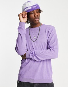 Сиреневый вязаный джемпер из хлопка ASOS DESIGN-Фиолетовый цвет