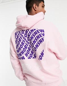 Худи розового цвета с принтом "Horizon" Topman-Розовый цвет
