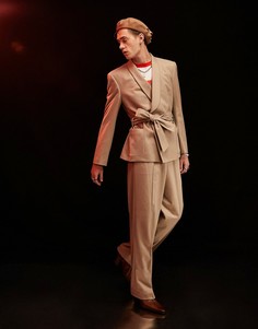 Мягкий бежевый пиджак с элементами халата ASOS DESIGN-Светло-бежевый цвет