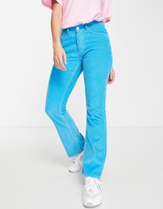 Плотные расклешенные вельветовые джинсы голубого цвета с заниженной талией ASOS DESIGN-Голубой