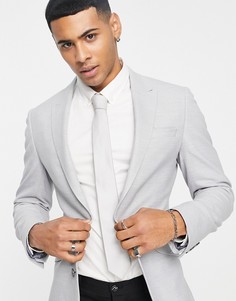 Серый фактурный свадебный пиджак супероблегающего кроя ASOS DESIGN