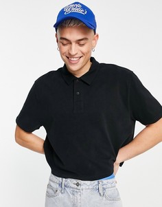 Свободное укороченное поло из плотной ткани черного цвета ASOS DESIGN-Зеленый цвет